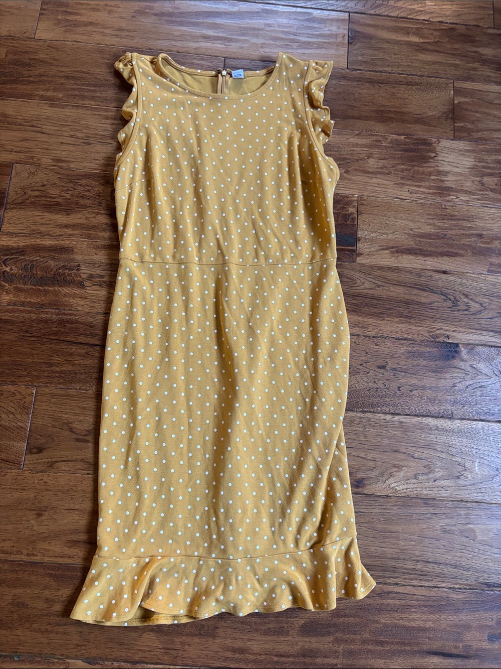 Women’s Mustard Yellow Polka Dot Ruffle Dress
